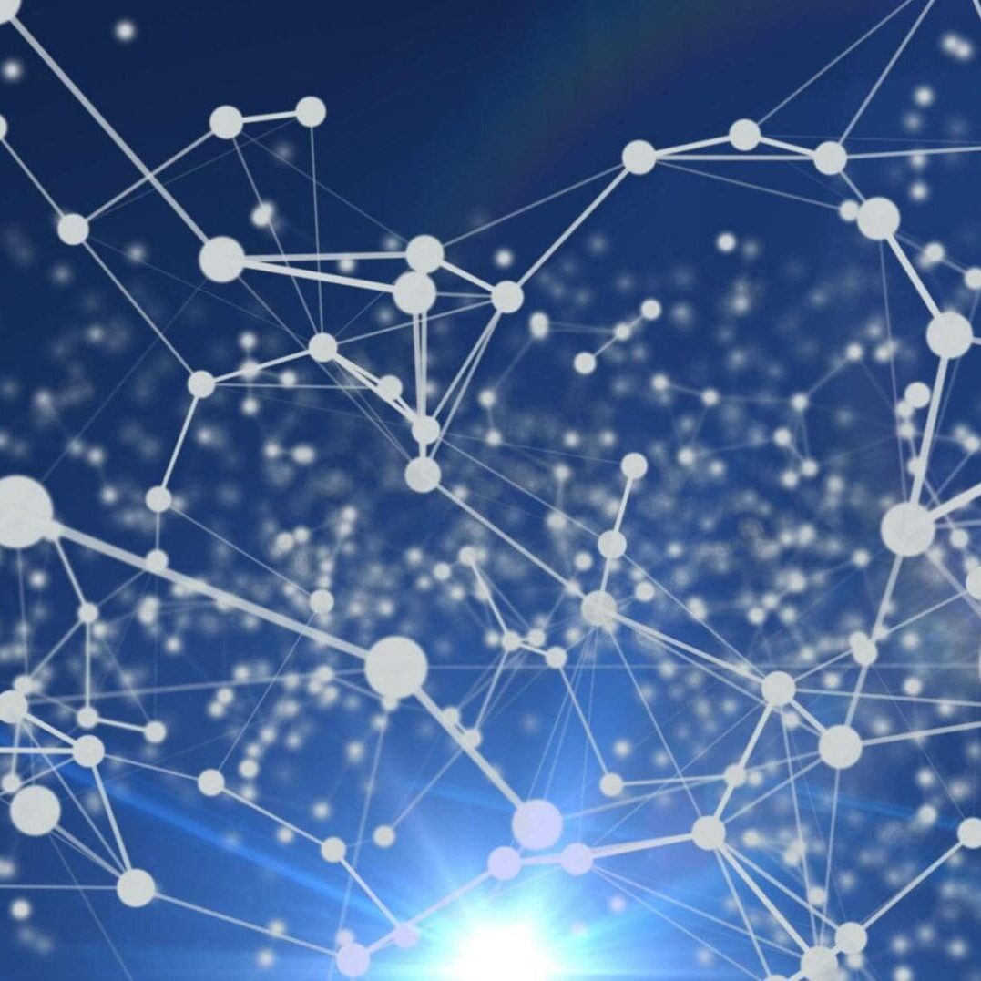 Abstract network of glowing nodes and connections